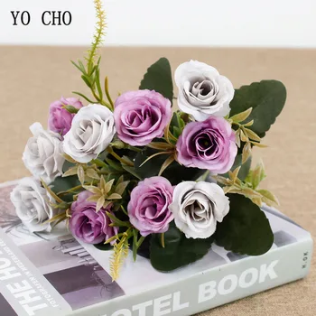 10 Fej Mini Rózsák Mesterséges Selyem Virágok Kis Csokor Flores Haza Fél Tavaszi Esküvői Dekoráció Mariage Hamis Virág Csokor