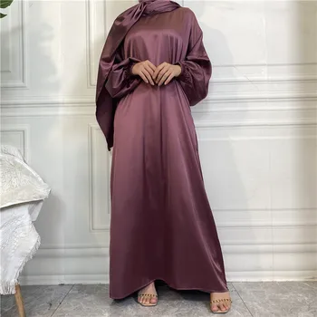 2023 Nők Ramadan Arab Szatén Köntös Szerény Burkát Muszlim Iszlám Jilbab Abaya Kaftán Maxi Ruha Etnikai Vestidos Törökország Alkalmi Ruha