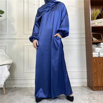 2023 Nők Ramadan Arab Szatén Köntös Szerény Burkát Muszlim Iszlám Jilbab Abaya Kaftán Maxi Ruha Etnikai Vestidos Törökország Alkalmi Ruha