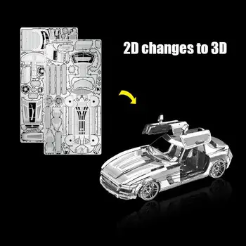 3D Puzzle Fém Modell Kit Pillangó Bor sportkocsi Közgyűlés DIY Lézerrel Vágott Játék Gyűjtemény előre Gyártott Puzzle Modellek Felnőtt Játékok