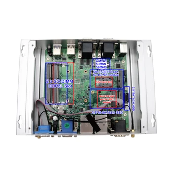 Eglobal Mini PC Intel i5-6360U 6*COM RS232 2*LAN VGA+HDMI Kettős kijelző Nyerni 8/10/11 LINUX TV BOX Ipari ventilátor nélküli Mini Számítógép