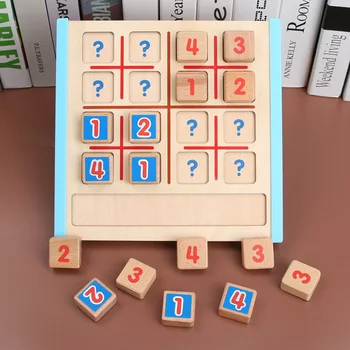 Montessori Anyagok, Fa Játékok Sudoku Kilenc Négyzet Rács Digitális Sakk Játék Általános Iskolai Tanulók Kisgyermek Fiúk