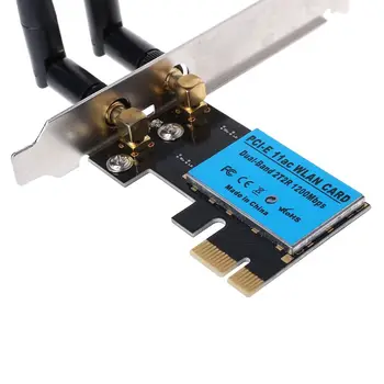 PCI-E 1200Mbps Vezeték nélküli Hálózati Kártya 2,4 GHz/5 ghz-es Dual Band PCI Express WIFI WLAN Kártya Adapter Antenna PC Számítógép Acce