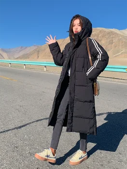 Télen A Nők Hosszú Zubbonyok Kabátok, Alkalmi Sűrűsödik Meleg Kapucnis Kabát, Női Pamut Kabát Felsőruházat Laza Parka Kabát Koreai Divat